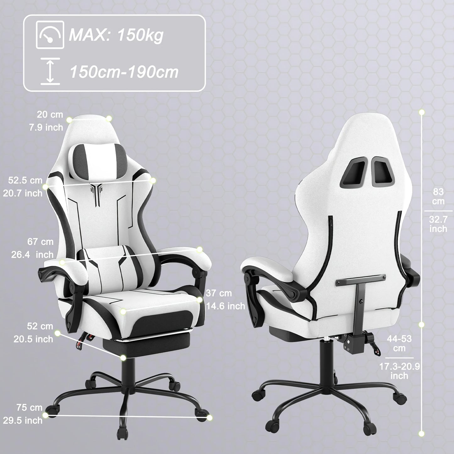 Ergonomic Gaming Chair with Massage Function, Height Adjustable Lumbar & Headrest, 360° Swivel Tilt Back (90° - 155°), Footrest - Heavy - Duty PU Office Computer Chair for, for all - Day - GoDiscount