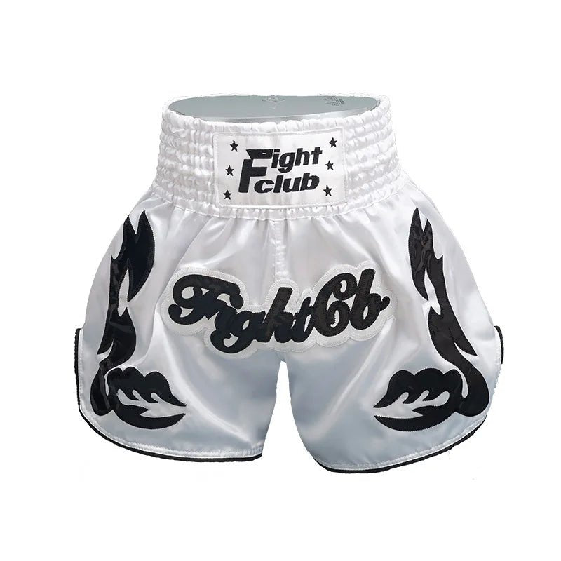 ⭐ Short Muay Thai Homme – Brodé, Sport Fitness, Kickboxing & MMA | Modèle Unisexe Enfant & Adulte – Trunks Personnalisables Noir - GoDiscount