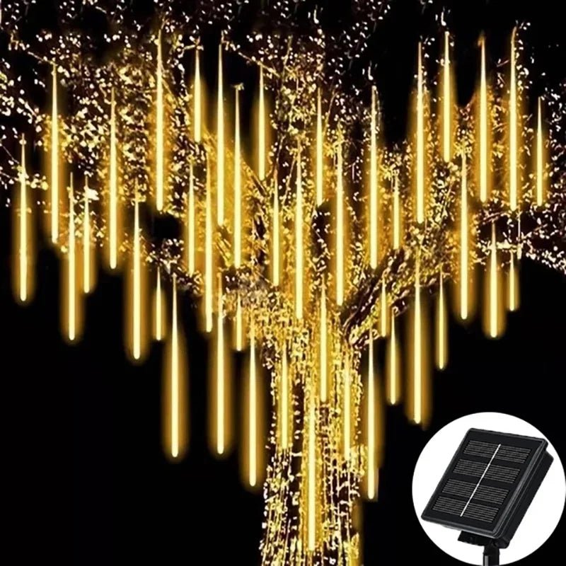 Solar Meteor Shower Rain String Lights Waterproof Garden Light 8 Tubes Christmas Tree Holiday Party Wedding Holiday Decoration - GoDiscount
