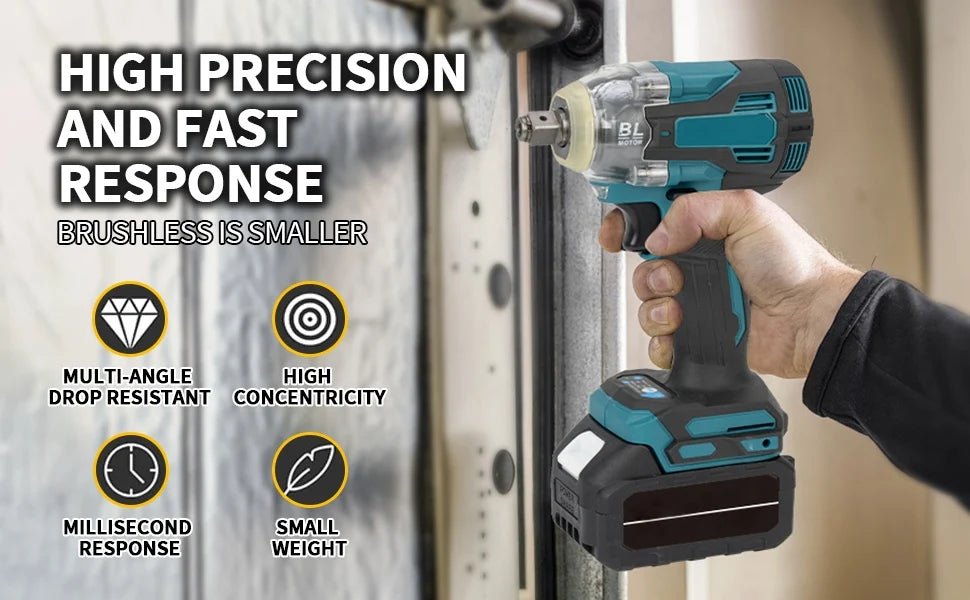 1200N.m High Torque Brushless Electric Impact Wrench 1/2 inch Cordless Screwdriver Drill Set Power Tools For Makita 18V Battery - GoDiscount