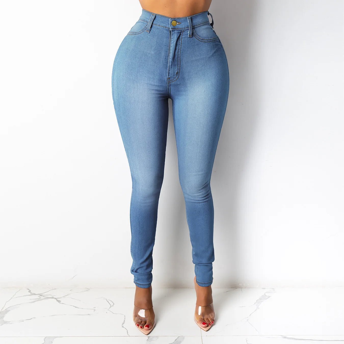 Botvotee – Jeans Skinny Femme Taille Haute | Pantalon Crayon Élastique Casual & Élégant | Denim Bleu Blanc Noir | Style Bureau & Quotidien - GoDiscount