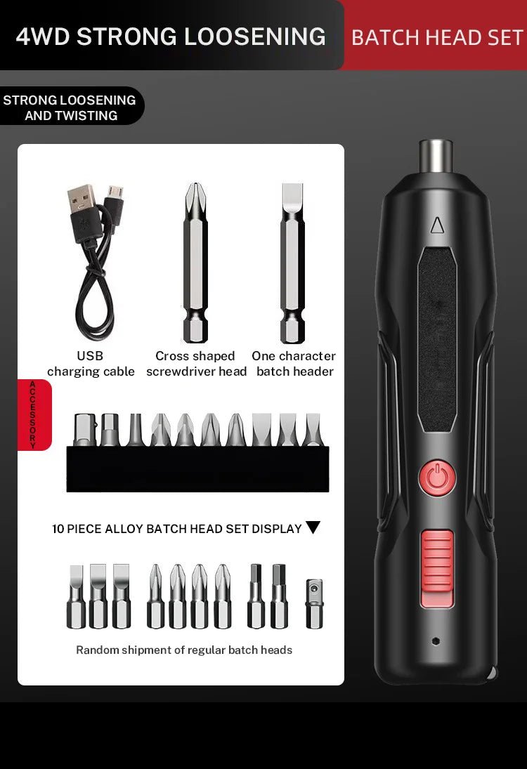 ⚡🔧 Tournevis Électrique Sans Fil – Rechargeable USB | Kit de Réparation Maison avec LED - GoDiscount