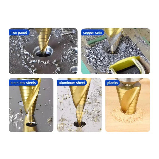 1️⃣ Forets Étagés HSS Titane – Perçage Ultra - Précis Bois & Métal (4–12 / 4–20 / 4–32 mm) - GoDiscount