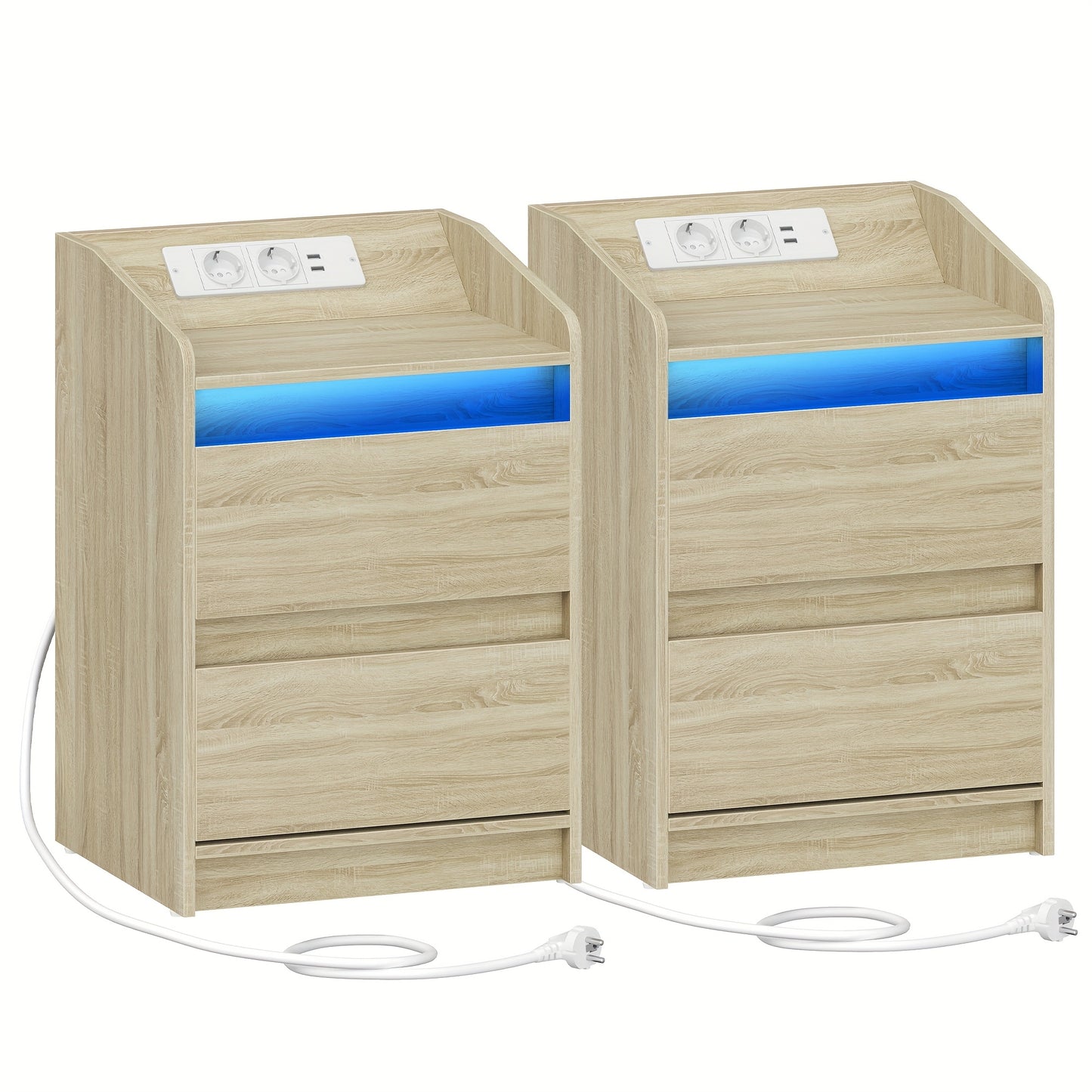 Bedside tables set of 2 with 2 drawers, side table, stylish and versatile, ideal for living room and bedroom - GoDiscount