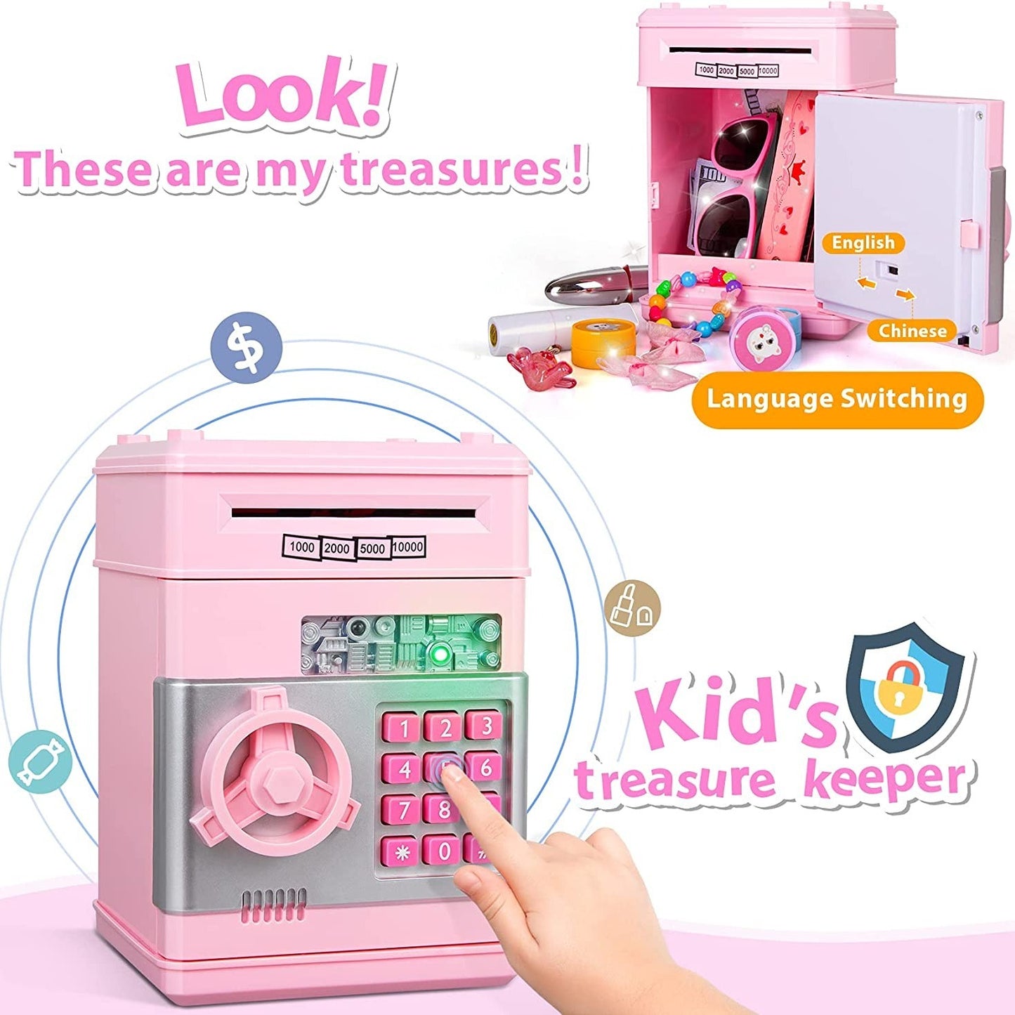 Piggy Bank Cash Coin Can ATM Bank Electronic Coin Money Bank For Kids--Hot Gift Halloween Christmas Gift