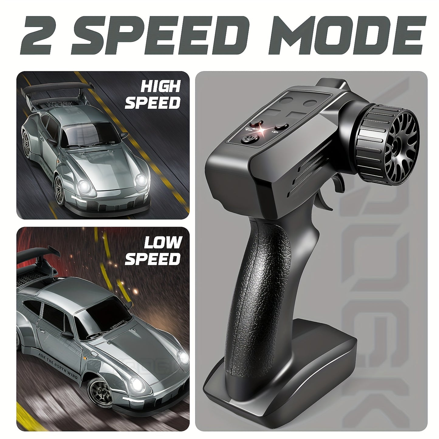 1/24 Scale RC Drift Car with Flashing Lights, 4WD Remote Control Off - Road Racing Car Suitable for Boys & Girls, Birthday/Christmas/Thanksgiving Gift, - Plastic RC Racing Vehicle - GoDiscount