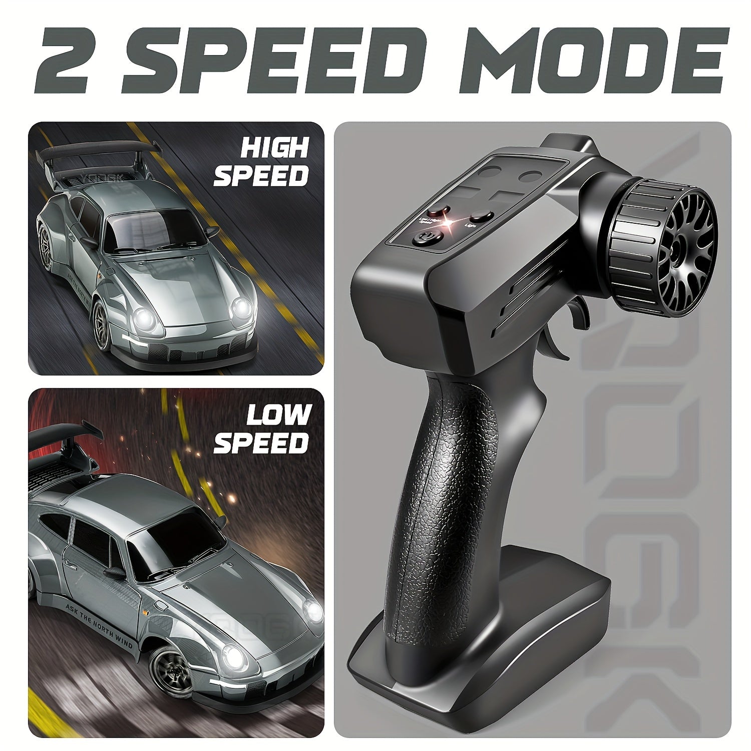 1/24 Scale RC Drift Car with Flashing Lights, 4WD Remote Control Off - Road Racing Car Suitable for Boys & Girls, Birthday/Christmas/Thanksgiving Gift, - Plastic RC Racing Vehicle - GoDiscount