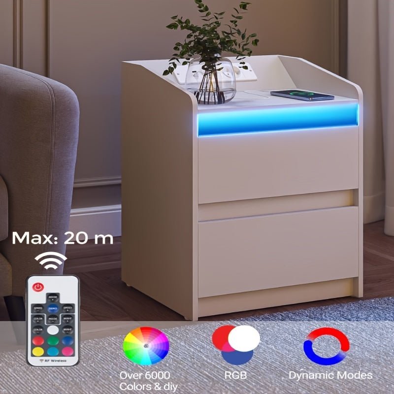 Bedside tables set of 2 with 2 drawers, side table, stylish and versatile, ideal for living room and bedroom - GoDiscount