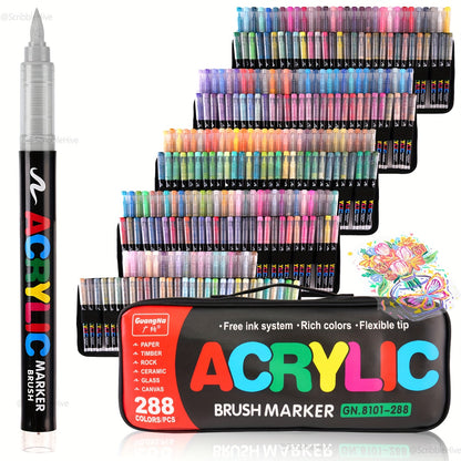 Guangna New 288 - Color Acrylic Marker Pen Set, Liquid Ink, Art Drawing Pens, Elegant Packaging for Professional Painting And Daily Use/Festival Gifts - GoDiscount