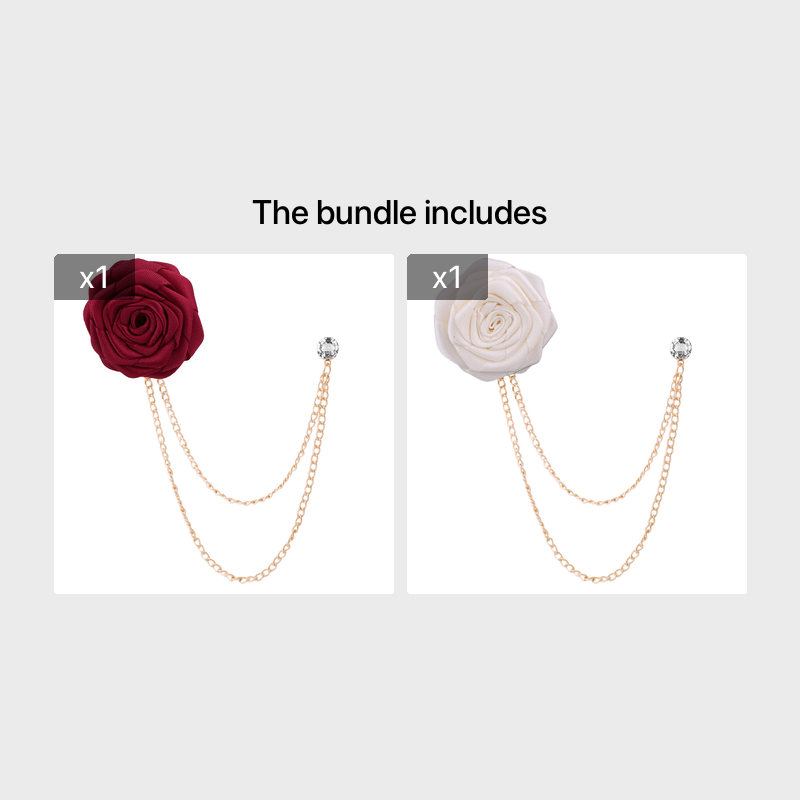 Men's Wedding Ceremony Groom Brooch - Handmade Rose Chain Brooch - For Grooms - Perfect for Wedding Occasions - Ideal Gift for Weddings & Anniversaries