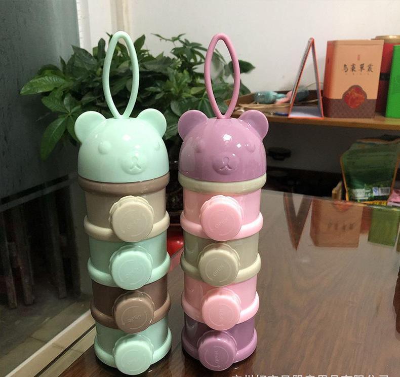 1pc Portable 4 - Layer Youngsters Formula Dispenser & Snack Container - Rotating Design with Independent Compartments for Milk Powder, Snacks, and Fruits - PP Material - Pink/Blue - Perfect Mother's Day Gift, Youngsters Snack C - GoDiscount