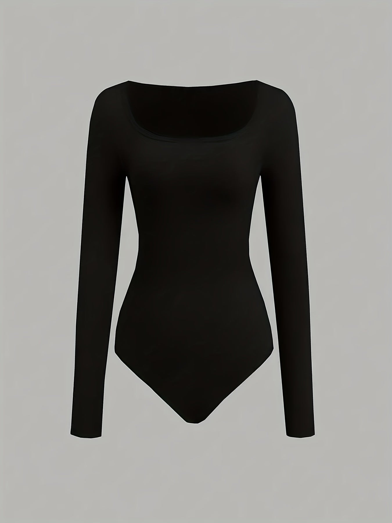 Women'S Slim - Fit Square Neck Long Sleeve Solid Color 3pcs Set - Casual Style, Regular Sleeve, All - Season Wear, No Belt, Chest Pad, Regular Length, Solid Color, Versatile Outfit|Slim Fit Bodysuit| Fabric - GoDiscount