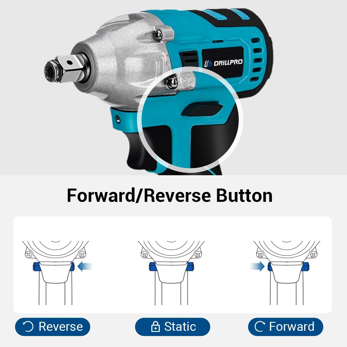 Drillpro Electric Power Tool Set 800N.M Electric Wrench Rotary Hammer 13mm Power Drill 125mm Angle Grinder For Mak 18V - GoDiscount