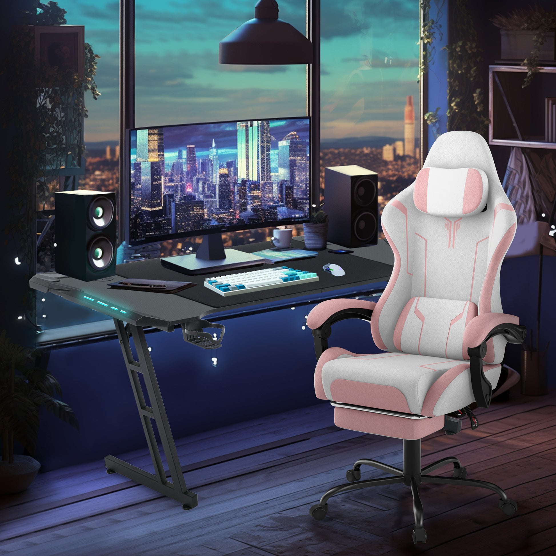 Gaming Chair 150 Kg Office Chair Desk Chair Gaming With Lumbar Cushion + Headrest, Height Adjustable Ergonomic Gaming Chair Gaming Chair, Five Colors - GoDiscount