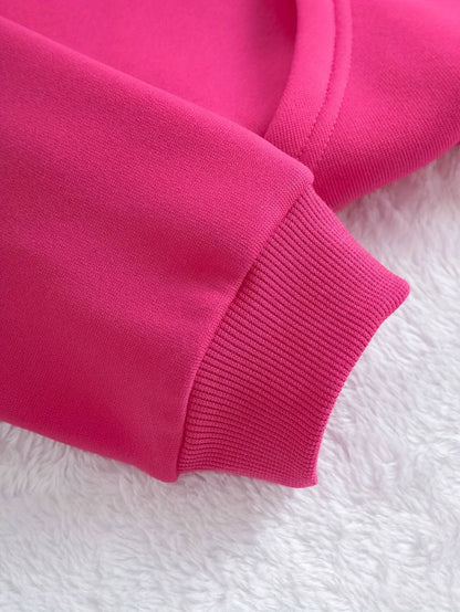 Women'S Chic Brown Hoodie with "Bichette" Print and Red Heart Design - Cozy Long Sleeve Pullover with Kangaroo Pocket, Perfect for Casual Fall/Winter Wear, Casual Wear Hoodie | Chic Casual Style | Polyester Hoodie - GoDiscount