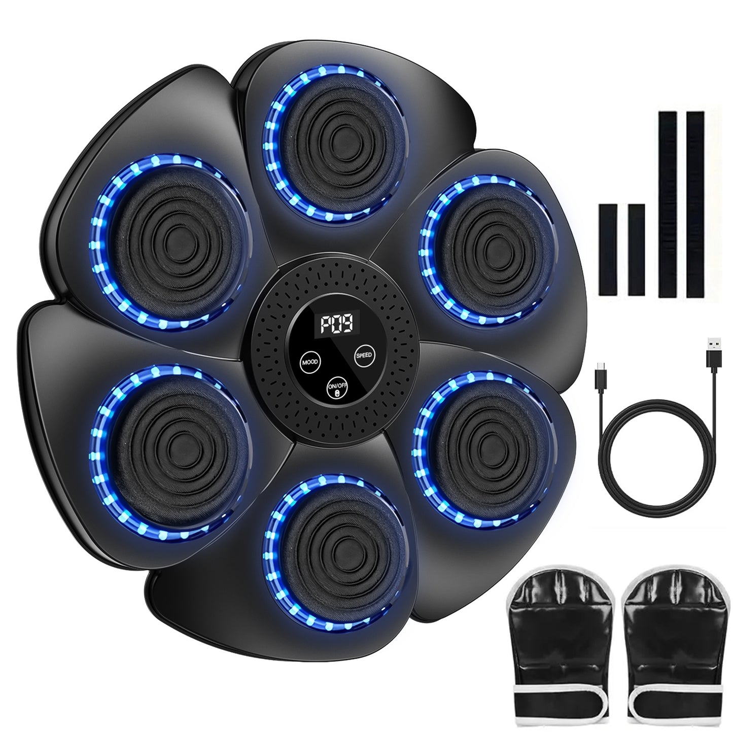 Smart Music Boxing Machine, LED Electronic Music Boxing Machine with 2 Boxing Gloves, 18 Speeds, 9 Adjustable Modes, Wall - Mounted Boxing Machine Target, Automatic Counting, Christmas Gift for Adults and Children Exercise - GoDiscount