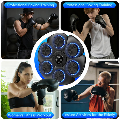 Smart Music Boxing Machine, LED Electronic Music Boxing Machine with 2 Boxing Gloves, 18 Speeds, 9 Adjustable Modes, Wall - Mounted Boxing Machine Target, Automatic Counting, Christmas Gift for Adults and Children Exercise - GoDiscount