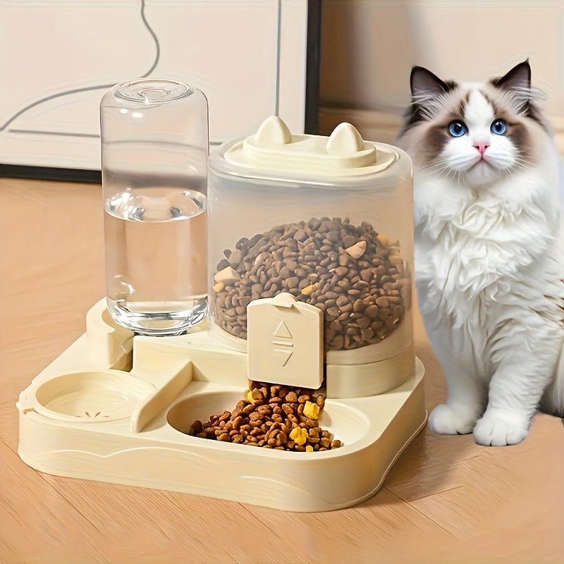Automatic Pet Feeder, No Battery/Electricity Gravity Dispenser for Dog and Cat Food with Dual Dry & Wet Food Bowls - GoDiscount