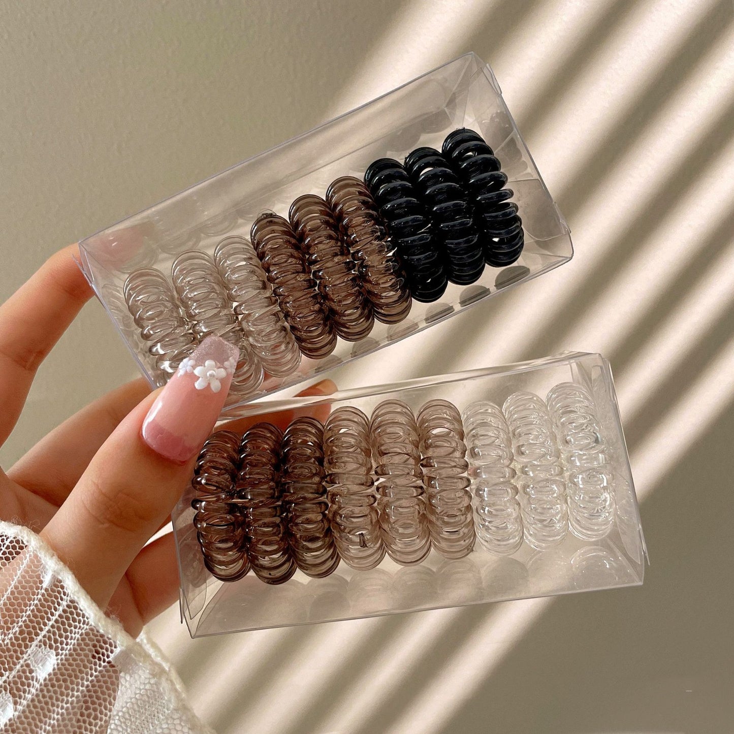 9 Pcs Spiral Hair Ties No Crease, Coil Hair Ties, Phone Cord Hair Ties, Women Ponytail Holder Elastics