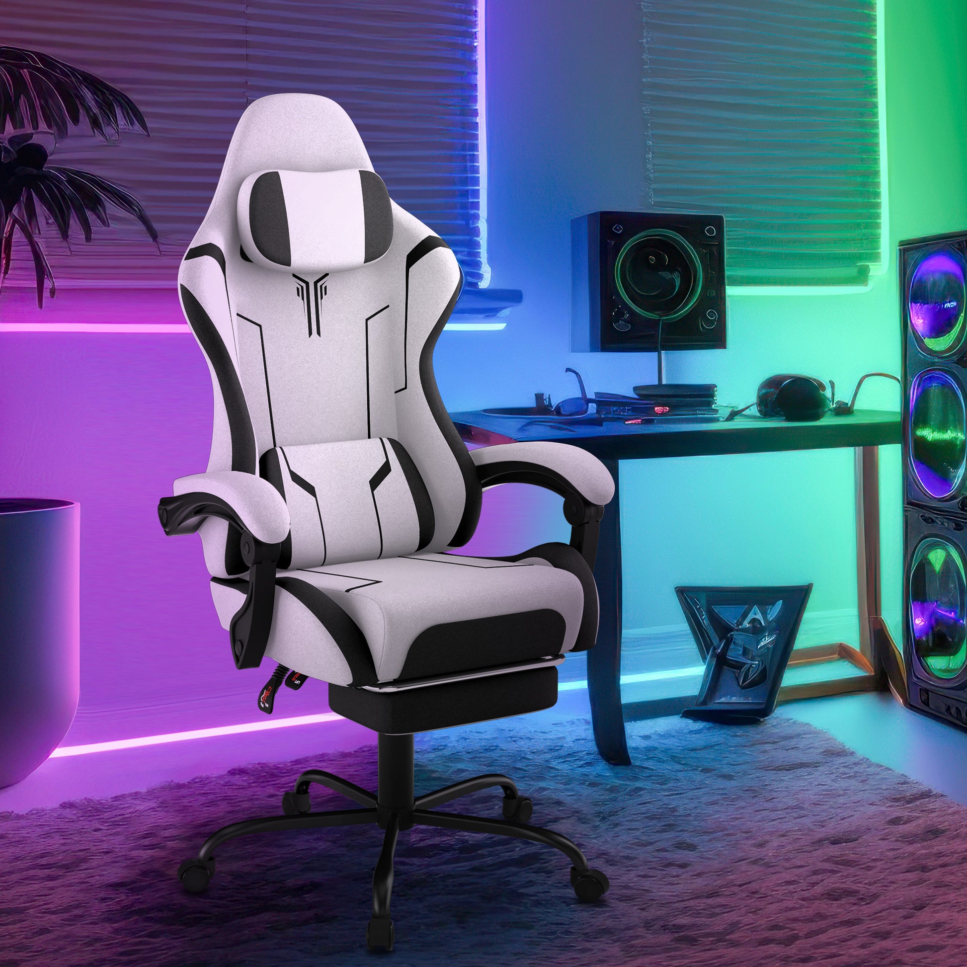 Gaming Chair 150 Kg Office Chair Desk Chair Gaming With Lumbar Cushion + Headrest, Height Adjustable Ergonomic Gaming Chair Gaming Chair, Five Colors - GoDiscount