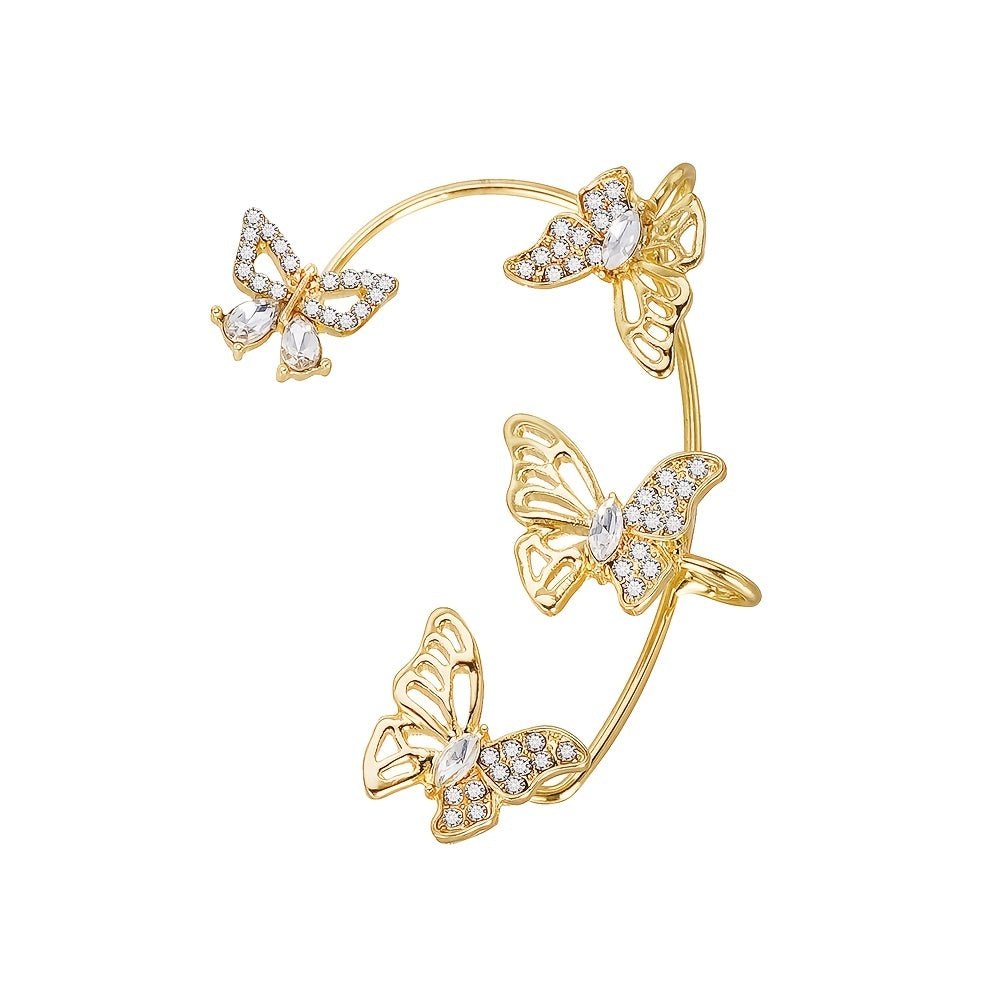 Women'S Elegant Butterfly Ear Cuffs - No - Piercing Ear Hooks, Synthetic Gemstone Accents, Everyday & Formal Jewelry for Parties, Weddings, Everyday Outfits - Non - Piercing Ear Clips for Sensitive Light Beige, Party Accessories, - GoDiscount