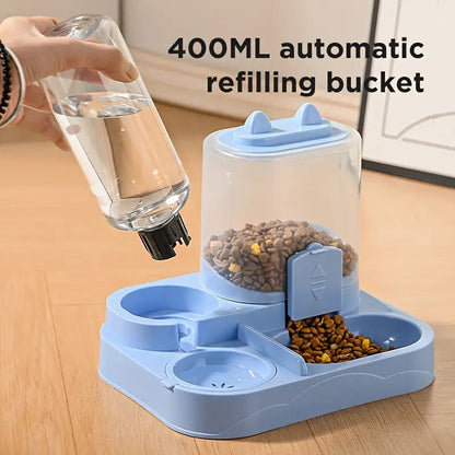 Automatic Pet Feeder, No Battery/Electricity Gravity Dispenser for Dog and Cat Food with Dual Dry & Wet Food Bowls - GoDiscount