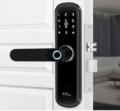 YiToo Smart Door Lock, 5 - in - 1with Fingerprint & Password &key&APP&RFID Card, Smart Fingerprint Door Lock, Aluminum Alloy, Battery - Powered (No Battery Included), Keyless Entry Biometric Lock for Home, Secure Door Lock, Door Lo - GoDiscount