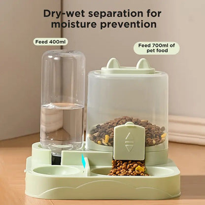 Automatic Pet Feeder, No Battery/Electricity Gravity Dispenser for Dog and Cat Food with Dual Dry & Wet Food Bowls - GoDiscount