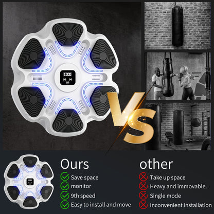 Music Boxing Machine with Boxing Gloves, Boxing Machine Wall Mounted Music, Smart Boxing Equipment, Boxing Music Workout Machine, 9 Modes Speeds - GoDiscount