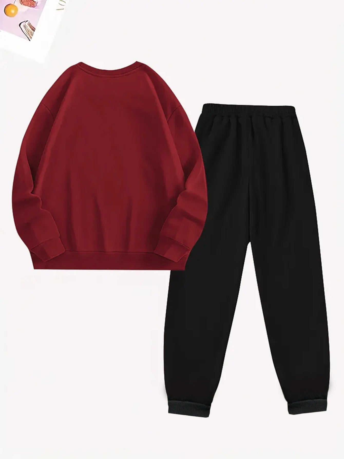 2pcs Women's Y2K - Inspired Oversized Sweatsuit Set - Purple & White Tie - Dye J - Letter Print Joggers & Oversized Sweater, Round Neck Long Sleeve Tracksuit, Machine Washable Polyester/Elastane (All - Season Casual Outfit) - GoDiscount