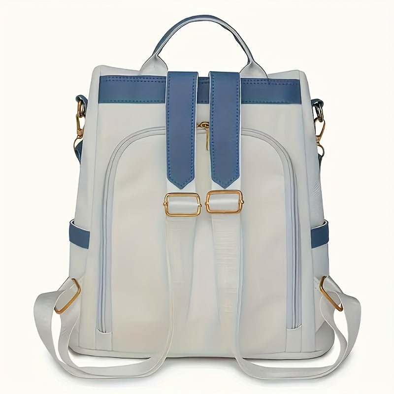 WB JK - Themed Lightweight Anti - Theft Backpack - Large Capacity PU Travel Backpack with Adjustable Straps, Tassel Details & Multiple Compartments, Stylish White Pink Blue Design for Daily Commute, or Casual Use, Backpack for Tr - GoDiscount