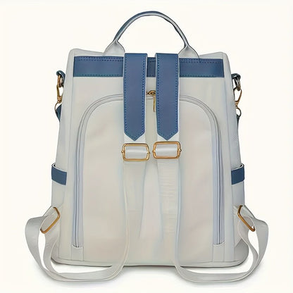 WB JK - Themed Lightweight Anti - Theft Backpack - Large Capacity PU Travel Backpack with Adjustable Straps, Tassel Details & Multiple Compartments, Stylish White Pink Blue Design for Daily Commute, or Casual Use, Backpack for Tr - GoDiscount