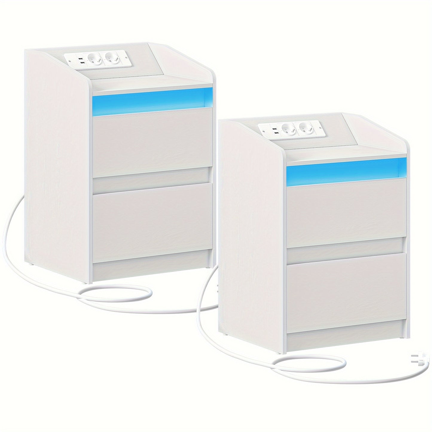 Bedside tables set of 2 with 2 drawers, side table, stylish and versatile, ideal for living room and bedroom - GoDiscount