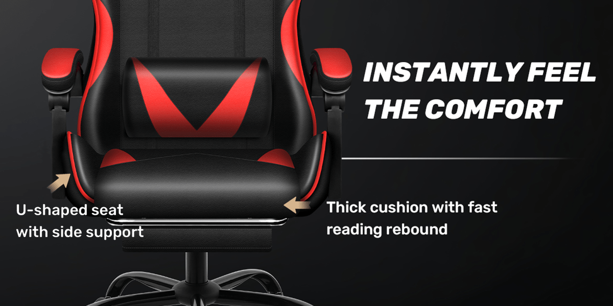 Ergonomic Gaming Chair with Footrest - Heavy - Duty Height - Adjustable Recliner, 360° Swivel & Lumbar Support, Manual Recline Mechanism, Faux - like Texture, Foam Padding & Stainless Steel Frame - PC/Office - GoDiscount