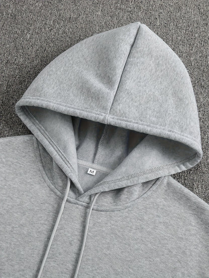 2pcs Men'S Casual Cartoon Paris Letter Drawstring Hoodie and Sports Trousers Set | Hooded, Loose Fit, Slight Stretch Fabric, Patterned for Fall/Winter - GoDiscount