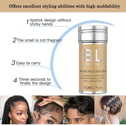 Hair Wax Stick, Flyaways Hair Styling Wax for Edge Control and Taming Youngsters' Hair