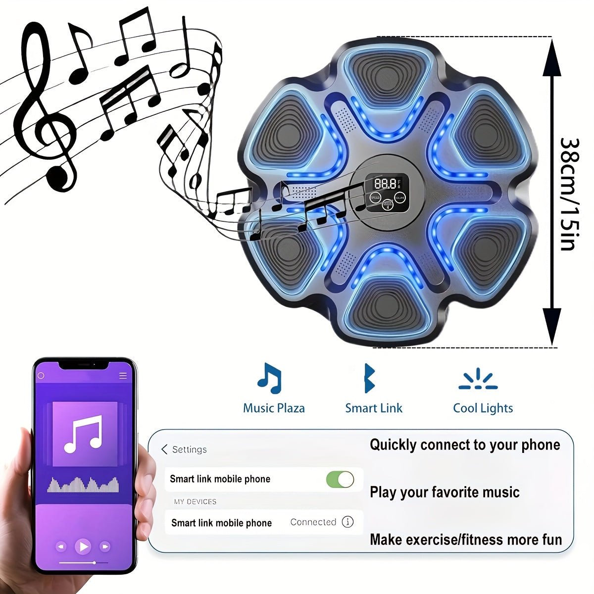 Music Boxing Machine with Boxing Gloves, Boxing Machine Wall Mounted Music, Smart Boxing Equipment, Boxing Music Workout Machine, 9 Modes Speeds - GoDiscount