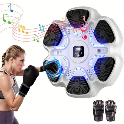 Music Boxing Machine with Boxing Gloves, Boxing Machine Wall Mounted Music, Smart Boxing Equipment, Boxing Music Workout Machine, 9 Modes Speeds - GoDiscount