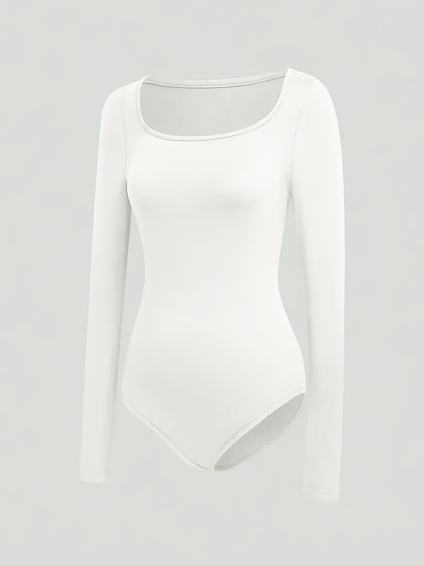 Women'S Slim - Fit Square Neck Long Sleeve Solid Color 3pcs Set - Casual Style, Regular Sleeve, All - Season Wear, No Belt, Chest Pad, Regular Length, Solid Color, Versatile Outfit|Slim Fit Bodysuit| Fabric - GoDiscount