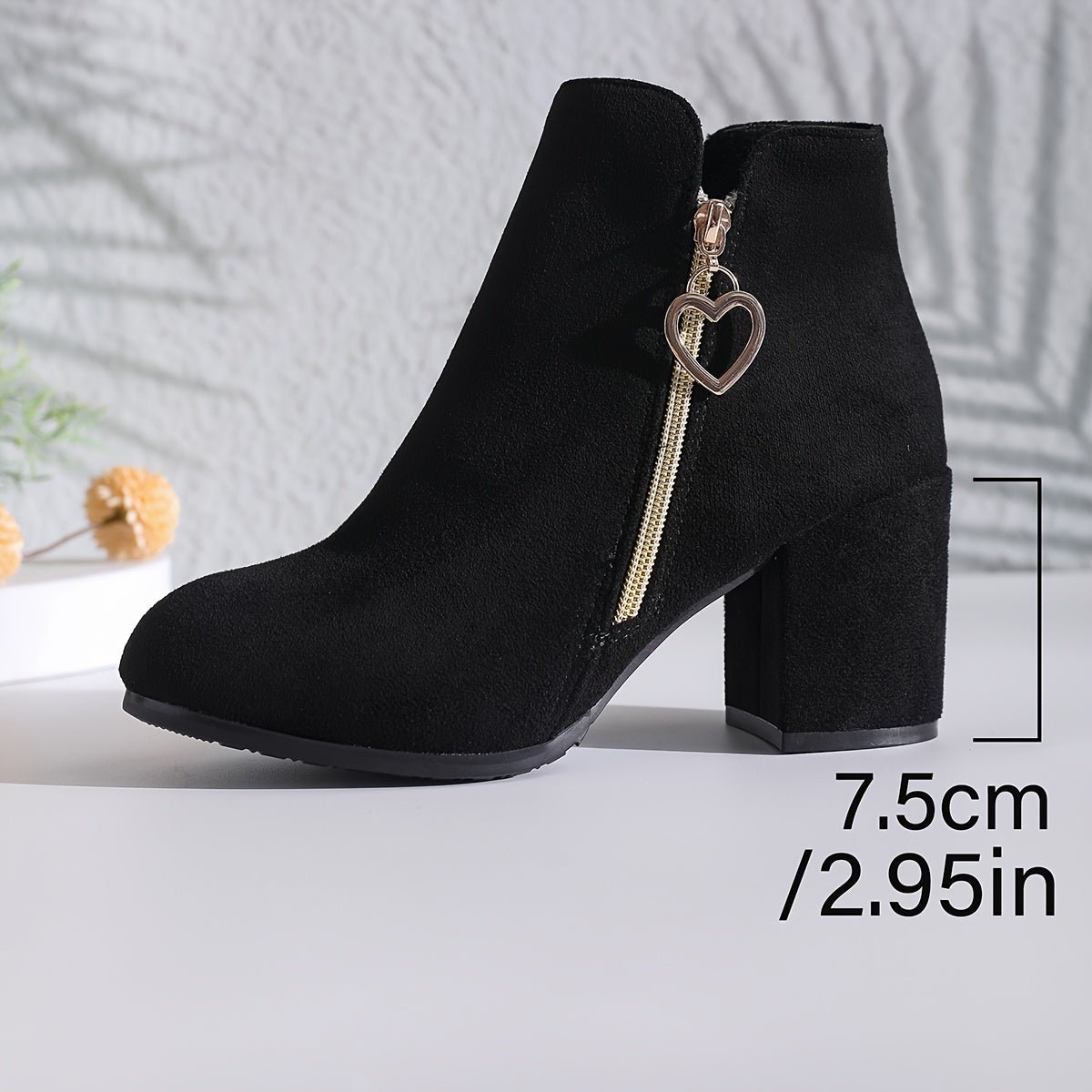 Women's New Autumn/Winter Thickened Warm Short Boots - Elegant, Stylish, Comfortable Soft Chunky Heel Round Toe Booties with Side Zipper - GoDiscount