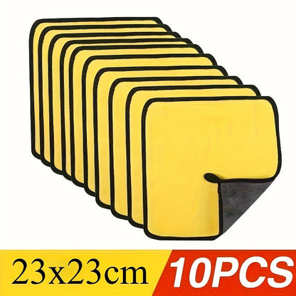 10pcs Premium Microfiber Car Cleaning Cloths - Super Absorbent, Scratch - Free, Quick - Drying Yellow and Black Towels, Suitable for Cars, Motorcycles, Boats, Home, Auto Detailing and Beauty Use, Car Cleaning Accessories, Vehicle - GoDiscount