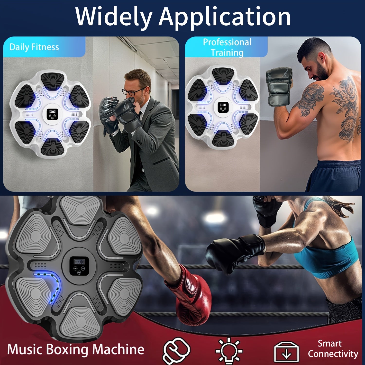 Music Boxing Machine with Boxing Gloves, Boxing Machine Wall Mounted Music, Smart Boxing Equipment, Boxing Music Workout Machine, 9 Modes Speeds - GoDiscount