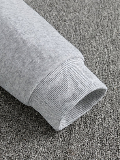 2pcs Men'S Casual Cartoon Paris Letter Drawstring Hoodie and Sports Trousers Set | Hooded, Loose Fit, Slight Stretch Fabric, Patterned for Fall/Winter - GoDiscount