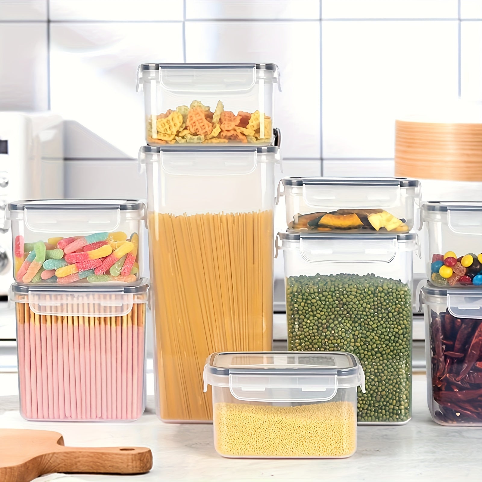 12 Kitchen And Pantry Organizing Containers | BPA - Free, PVC - Free, Food - Grade Plastic Leak - Proof Jars with Lids for Sealing, Suitable for Grains, Flour, Sugar | Includes 6 Lids + 6 Boxes, Extra Labels, Dishwasher Safe, Polypro - GoDiscount