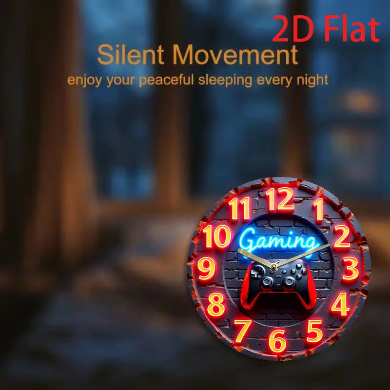 8 - Inch Gaming Neon Wall Clock | Acrylic Round Quartz Clock with Silent Design and Game Controller Graphic, Ideal for Home, Office, or Gift Decoration | Unique Gift Item | Fun Design | Glowing Clock Design, Game Room Decor - GoDiscount