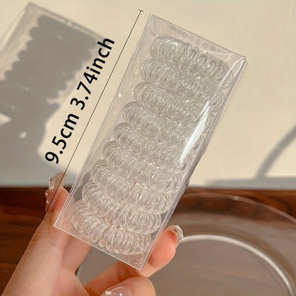 9 Pcs Spiral Hair Ties No Crease, Coil Hair Ties, Phone Cord Hair Ties, Women Ponytail Holder Elastics - GoDiscount