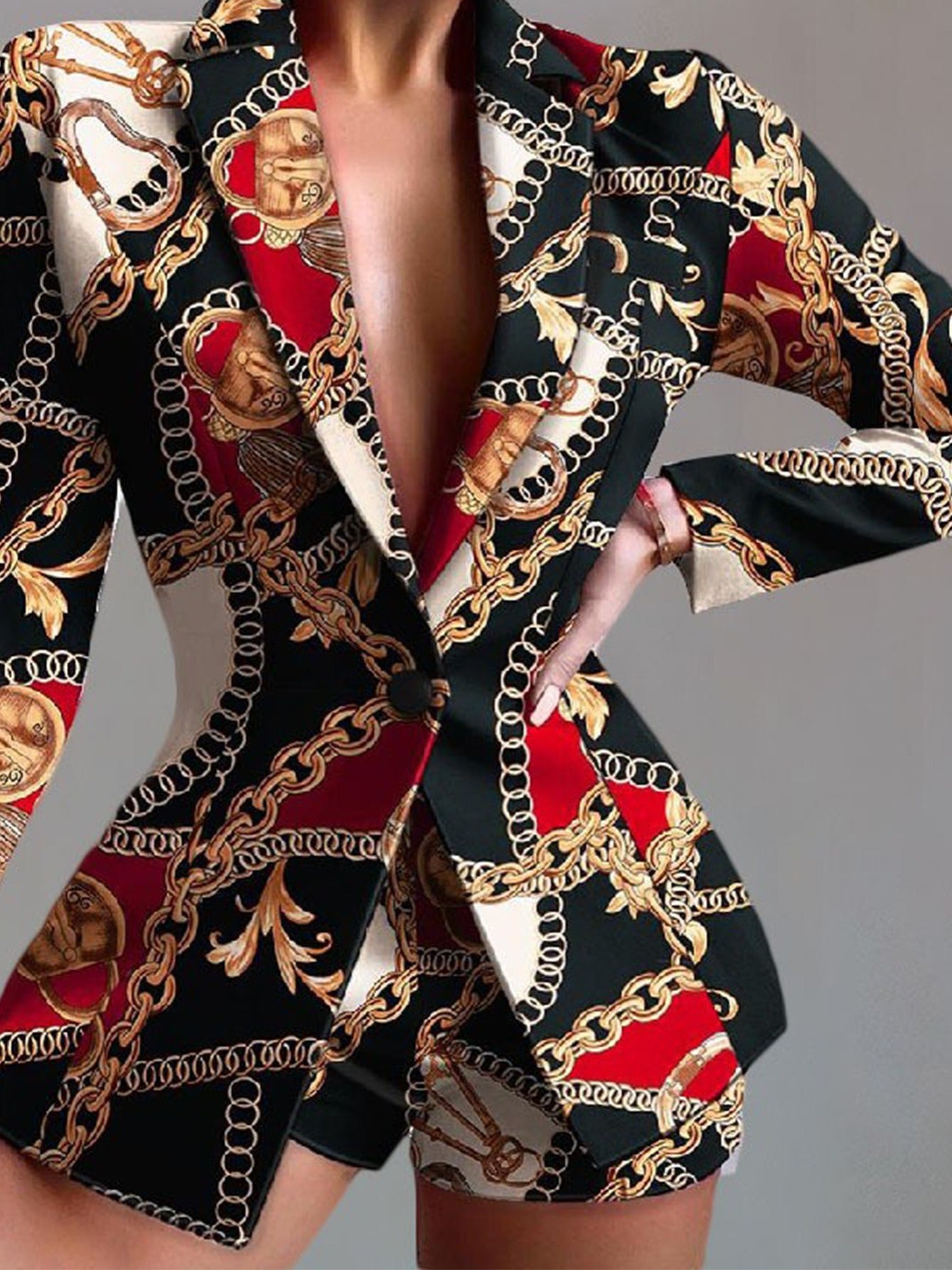 Women's Set Fashion Makeup Fitted Crop Pants 2pcs Blazer Set