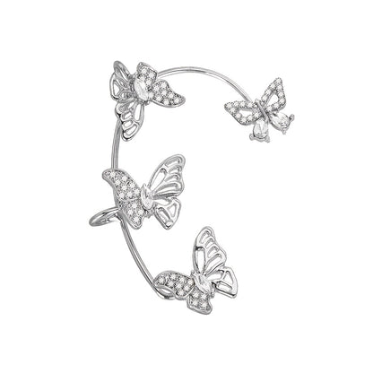 Women'S Elegant Butterfly Ear Cuffs - No - Piercing Ear Hooks, Synthetic Gemstone Accents, Everyday & Formal Jewelry for Parties, Weddings, Everyday Outfits - Non - Piercing Ear Clips for Sensitive Light Beige, Party Accessories, - GoDiscount