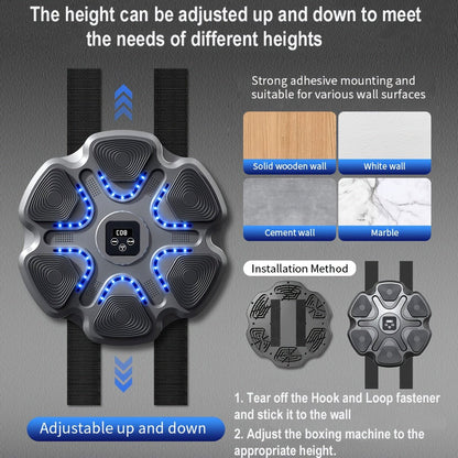 Music Boxing Machine with Boxing Gloves, Boxing Machine Wall Mounted Music, Smart Boxing Equipment, Boxing Music Workout Machine, 9 Modes Speeds - GoDiscount