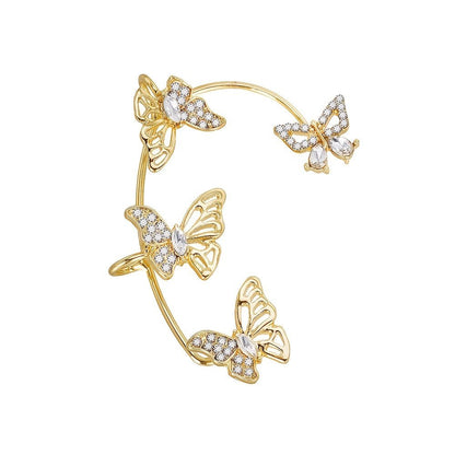 Women'S Elegant Butterfly Ear Cuffs - No - Piercing Ear Hooks, Synthetic Gemstone Accents, Everyday & Formal Jewelry for Parties, Weddings, Everyday Outfits - Non - Piercing Ear Clips for Sensitive Light Beige, Party Accessories, - GoDiscount